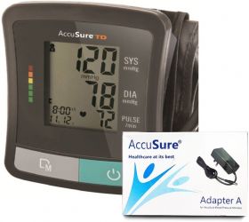 AccuSure TD-1209, Automatic Upper Arm Blood Pressure Monitor with Power Adapter Bp Monitor Black image