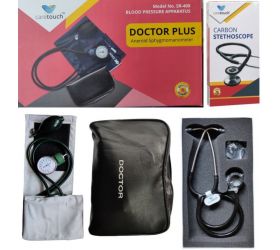 caretouch Doctor Plus Aneroid Blood Pressure Machine Manual With Carbon Acoustic Stethoscope Bp Monitor Black image