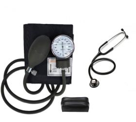 DR YONIMED Imp Black Aneroid Sphygmomanometer With Dual Head Stethoscope Bp Monitor Black image