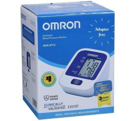Omron 8712 Blood Pressure Monitor with Adapter Free Bp Monitor White and blue image