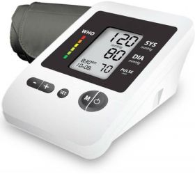 Shrih SHV-1384 Blood Pressure Monitor Silver Line White Bp Monitor White image