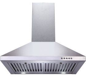 Euro Fresh 60cms 1,000 m3/h suction Chimney Baffle Filter with oil cup,Push control,Black Color -Without Installation Services CK 60 Baffle Wall Mounted Chimney INox, Stainless Steel 1100 CMH image