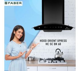 Faber Ripple autoclean 90 Hood Orient Xpress HC SC BK 60 cm , 1200 m3/hr , Filterless with Gesture Control Auto Clean Wall Mounted Chimney Black 1200 CMH image
