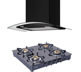 Glen Chimney 6063AC60+Cooktop 1043BB Combo BL 6063AC60+Cooktop 1043BB Combo BL Auto Clean Wall Mounted Chimney Black 1200 CMH image