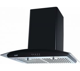 Kaff LUX BF 60 Black- Heavy Duty Baffle Filter|Black Tempered Curved Glass|Energy Saving Frosted LED LUX BF 60 Black Wall Mounted Chimney Black 1150 CMH image