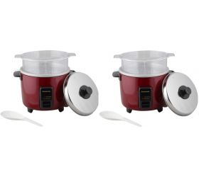Panasonic Double Layer Egg Cooker SR-WA10HS PACK OF 2 Electric Rice Cooker 2.7 L, Burgundy image