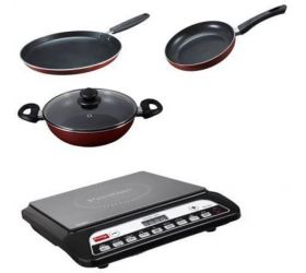Prestige PIC 20 Induction Cooktop with Omega Deluxe Nonstick Cookware PIC 20 Induction Cooktop with Non-Stick Cookware Combo Induction Cooktop Black, Push Button image