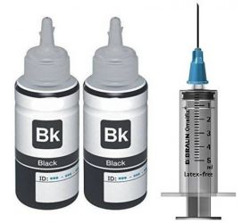 ANG 2_100ml Ink Bottle_with 1_Syringe Compatible Refill Ink 200ml for Canon Printer Black Cartridges PG 88, PG 740, PG 745, PG 47, PG 89, PG 810, PG 830, PG 40 100 ml x 2 + 5 ml Syringe Black Ink Cartridge image