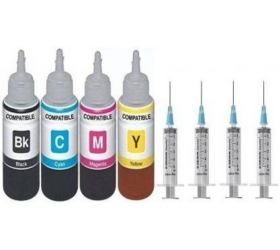 ANG Refill ink For HP DESKJET 2621 AIO Multi-function Color Printer 100 ML Each Bottle With 4 syringes Black + Tri Color Combo Pack Ink Cartridge image