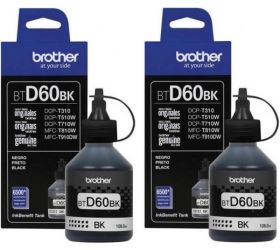Brother BTD60BK Twin Pack Original BTD60BK Ink for T310, T510w,T710W, T910DW Black - Twin Pack Ink Bottle image