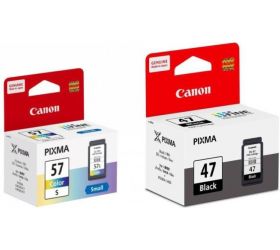Canon 47 & 57 small PG 47 & CL 57S Black + Tri Color Combo Pack Ink Cartridge image