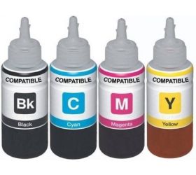 Kataria 70ML-SET-EP-008 Refill Ink For Use In Epson L355 Printer - Cyan, Magenta, Yellow & Black - 70 ML Each Black + Tri Color Combo Pack Ink Bottle image