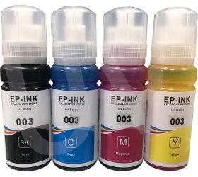 UV OO3 REFILL INK 3 003 REFILL INK COMPATIBLE FOR L3101 SERIES - 70ML EACH BOTTLE Black + Tri Color Combo Pack Ink Bottle image