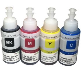 UV INFOTECH UV L455 REFILL INK SET Refill Ink For Use In ep L455 Printer - Cyan, Magenta, Yellow & Black - 70 ML Each Bottle Black + Tri Color Combo Pack Ink Bottle image