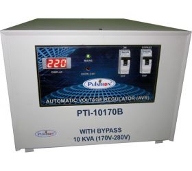 PULSTRON PTI-10170B 10 KVA 170V-280V Single Phase with Bypass Automatic Voltage Stabilizer for Mainline Grey image