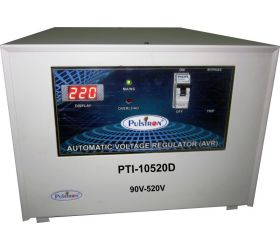 PULSTRON PTI-10520D 10 KVA 90V-520V Double/Single Phase Automatic Mainline Voltage Stabilizer Grey image
