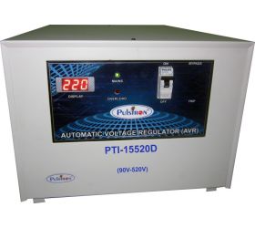 PULSTRON PTI-15520D 15 KVA 90V-520V Double/Single Phase Automatic Mainline Voltage Stabilizer Grey image