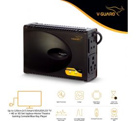V-Guard Crystal Plus Supreme TV Voltage Stabilizer for 120 cm 47 TV+Set topbox+Home Theatre System Working Range: 90-290V; 3 A Black image