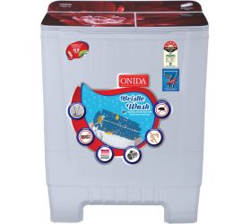 Onida S80GSB 8 kg Cuff and Collar Wash, Designer Glass Lid 5 Star Semi Automatic Top Load Red, White image