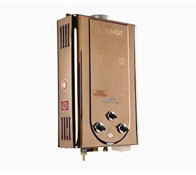 BlowHot Automatic LPG Gas Water Heater Geyser, Instant 6 LTR Water Flow, ISI Marked with 1 Year Warranty 6 L Gas Water Geyser , Metallic Gold image